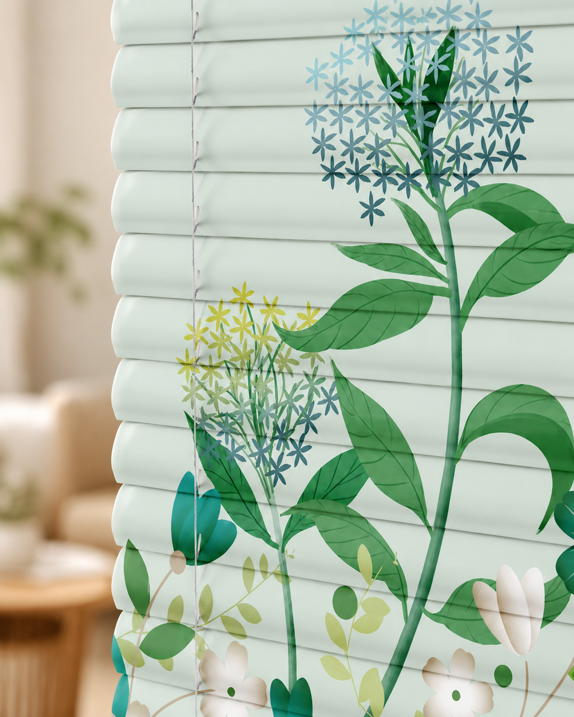 Green Botanical Printed Blinds