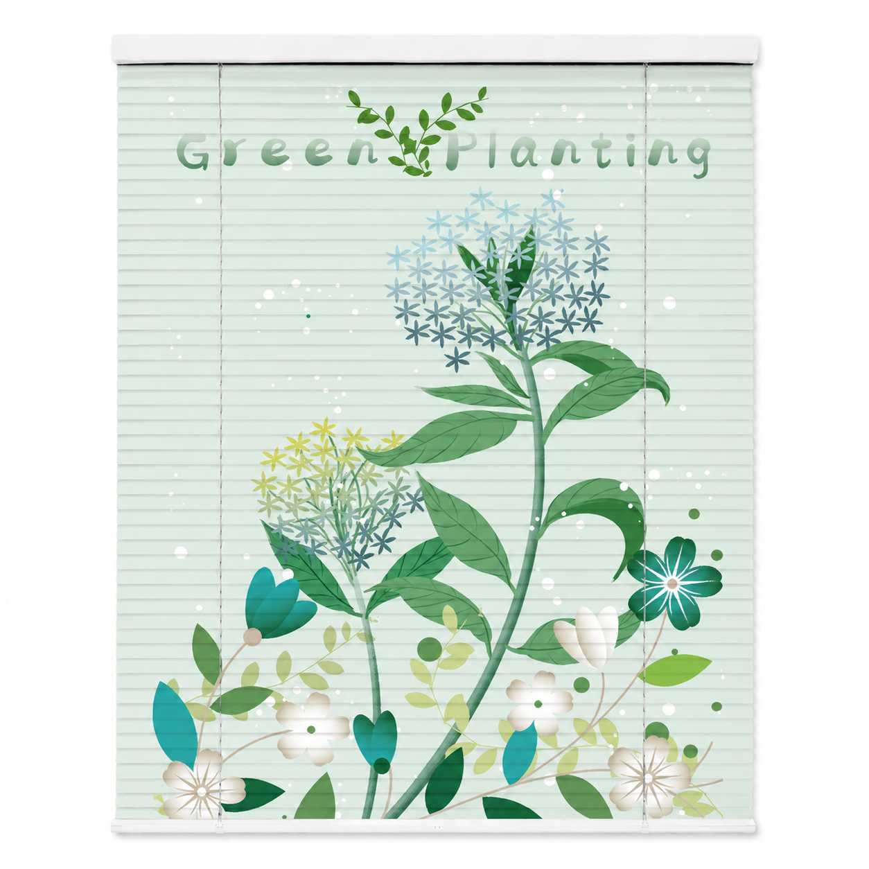 Green Botanical Printed Blinds