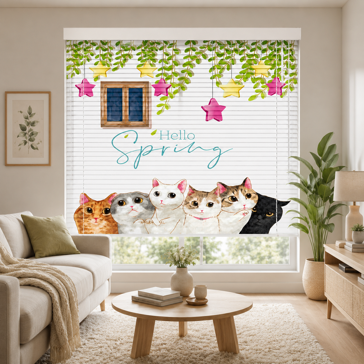 Spring Cat Printed Blinds